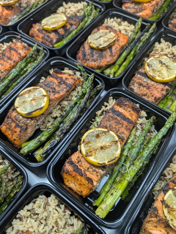 Grilled Salmon & Asparagus with Wild Rice