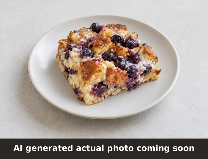 Blueberry & Cream French Toast Casserole. AI-generated placeholder image, not a photo of the actual dish.